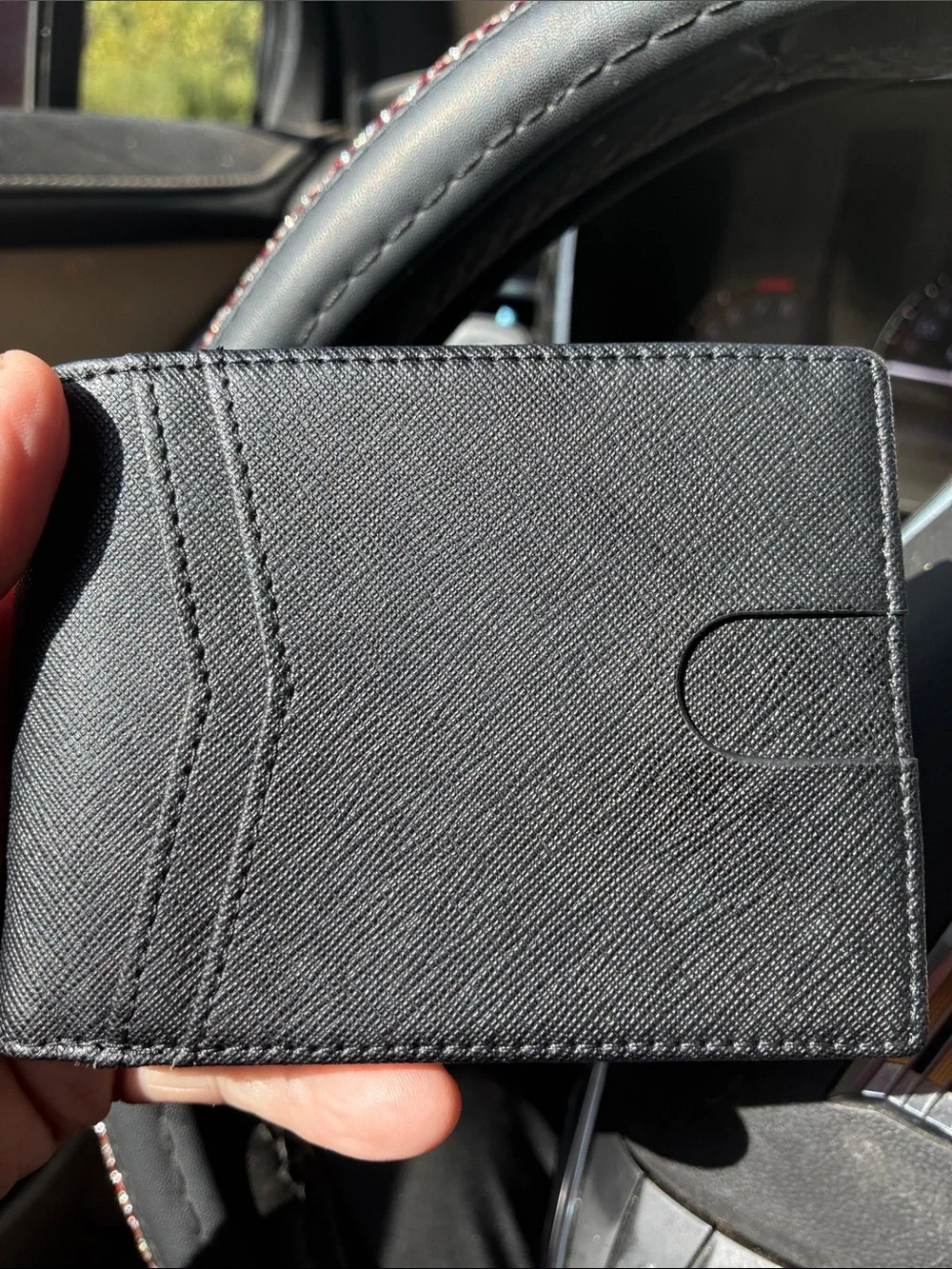 Men's Black Card Holder Wallet with Secure Snap Closure